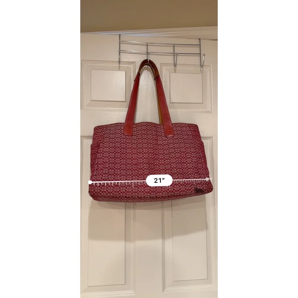 Coach Red diaper bag Leather Trim Tote